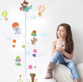 PIPPER | Autocolant de perete "Metru pentru copii - Animăluțe cu baloane" 130x80 cm