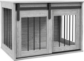 PawHut Cușcă pentru câine animale de interior ușă glisantă, metal cu efect lemn, dim. 57H x 80L x 54l cm | Aosom Romania