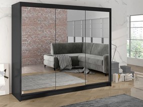 Dulap de haine cu uși culisante Genuva III (Negru) (cu oglindă). Promo -16%. 1105722