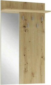 Cuier de perete cu oglinda LIMA PR-1, stejar artisan, PAL laminat, 70x