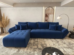 Colțar extensibil dumonde cu ladă de depozitare si sezut confortabil din spuma high-density, Berlin XL Royal Albastru 350x185 cm