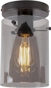 Plafoniera de design neagra cu sticla fumurie - Dome