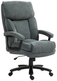 HOMCOM Scaun de Birou cu Spătar Înalt și Înălțime Reglabilă, 68,5x79x117-125 cm, Gri | Aosom Romania
