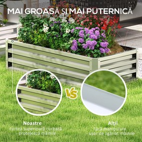 Outsunny 4' x 2' x 1' Pat de Gradina Galvanizat Inaltat, Cutie de Plantare din Metal Pat Inaltat pentru Legume, Flori, Plante si Plante Aromatice, Verde | Aosom Romania