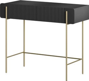 Masă de toaletă Malmi 100 cm - negru mat / picioare aurii