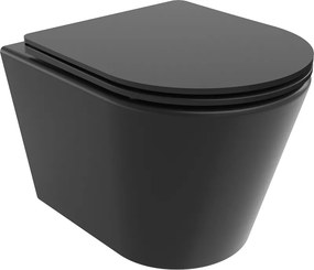 Mexen Rico vas WC cu sistem Rimless și capac cu închidere lentă slim, duroplast, negru mat - 30721085