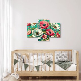 Tablou - Flori pe fundal albastru (90x60 cm)