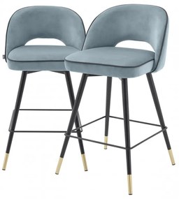 Set de 2 scaune de bar design modern Cliff, H-92,5cm albastru 114323 HZ