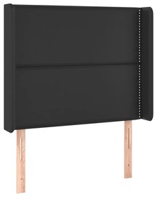 Tablie de pat cu aripioare, negru, 83x16x118 128 cm, piele eco 1, Negru, 83 x 16 x 118 128 cm