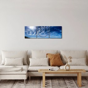 Tablou cu cerul și nori (cu ceas) (90x30 cm)