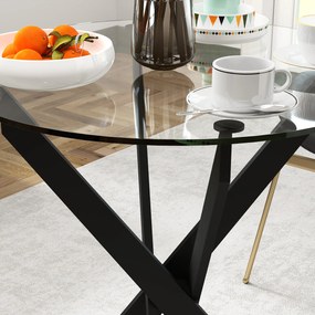 HOMCOM Masa de dining moderna din sticla, diametru 70 cm, Masa de bucatarie cu placa de sticla securizata si picioare din metal, pentru 4 persoane | Aosom Romania