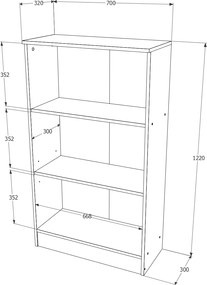 Biblioteca Flint, 2 Polite, Stejar Bronz, 70 x 32 x 122 cm