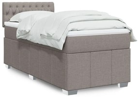 vidaXL Pat box spring cu saltea, gri taupe, 100x200 cm, textil