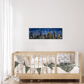Tablou - Municipiul nocturn (cu ceas) (90x30 cm)