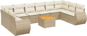 vidaXL Set canapele de grădină cu perne, 11 piese, bej, poliratan