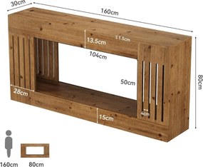 MAM40 - Masa Consola, 160 cm, masuta hol cu raft, living, dining, dormitor - Maro