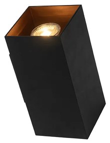 Lampa de perete pătrată de design negru cu interior auriu - Sab