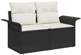vidaXL Set canapea de grădină cu 7 piese și perne negre din ratan poli