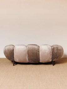 Canapea premium din catifea taupe, 3 locuri, „Mercurio”