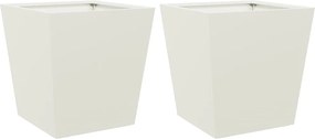 vidaXL Jardiniere de grădină 2 buc., alb, 40x40x40 cm, oțel