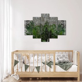 Tablou - Zid de beton cu plante (150x105 cm)