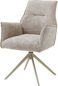 Scaun KAYLA, grej/bej, stofa buclata/stofa clasica/metal, 58x63x88 cm