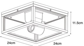 Plafonieră inteligentă de exterior neagră cu sticlă canelată, incl. WiFi A60 - Charlois
