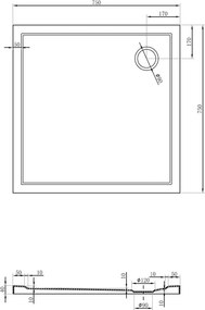 Mexen Flow dulap de duș pătrat slim 75 x 75 cm, alb lucios - 46S107575