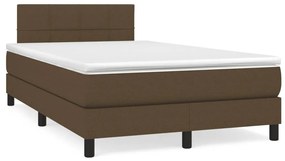 vidaXL Pat box spring cu saltea, maro închis, 120x190 cm, textil