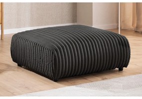 Taburet gri închis cu tapițerie din catifea reiată Justin – Ropez