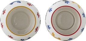 Set 4 boluri din ceramică artizanală, pictate manual cu motive florale și inscripții mediteraneene, multicolor, 13×9 cm, „Lindsay"