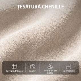 HOMCOM Fotoliu Masaj Reclinabil Manual 160°, Chenille, Suport Picioare, Telecomandă, Buzunare, Crem | Aosom Romania