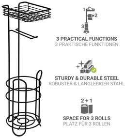 Suport pentru hârtie igienică negru din oțel – Wenko