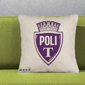 Perna Personalizata Poli Timisoara Fotbal, 40x40 cm, Bej Canapea, Husa Detasabila, Perna Inclusa, BEKZ®
