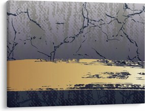 Tablou - Albastru și aur abstracție N⁰1 (70x50 cm)