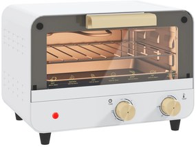 HOMCOM Cuptor Electric cu 2 Înălțimi cu Temporizator și Temperatură Reglabilă, 31,5x27,7x22,7 cm, Alb | Aosom Romania