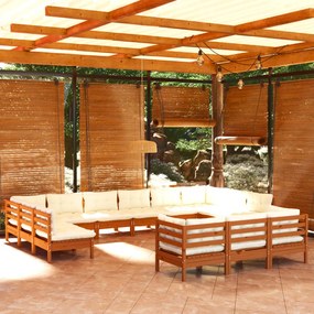 3097286 vidaXL Set mobilier de grădină cu perne 13 piese maro miere lemn pin