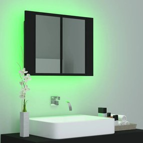 Dulap de baie cu oglinda si LED, negru, 60x12x45 cm Negru