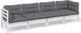 vidaXL Set mobilier grădină cu perne, 4 piese, lemn masiv de pin