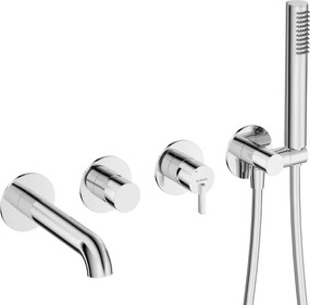 Baterie pentru cada, crom, cu set dus inclus, montaj ingropat, Deante Silia