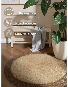 Covor grej reversibil, țesut manual rotund din iută ø 240 cm Jutta Greige – Hanse Home