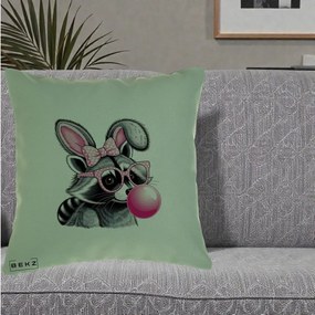 Perna Decorativa Raton cu Urechi de Iepure si Guma de Mestecat, 40x40 cm, Verde, Husa Detasabila, Perna Inclusa, BEKZ®