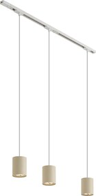 Sistem de iluminat pe șină modern cu 3 lumini suspendate alb cu bej monofazat - Iconic Holt