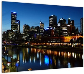 Tablou pe sticlă cu noaptea în Melbourne (70x50 cm)