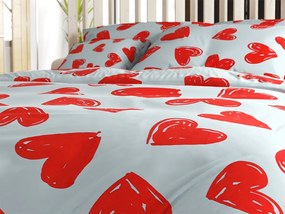 Lenjerie de pat din bumbac WARM HEART albastru deschis Dimensiune lenjerie de pat: 2 buc 70 x 90 cm | 200 x 220 cm