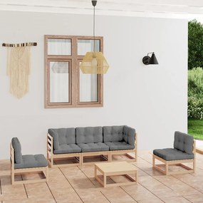 3076444 vidaXL Set mobilier de grădină cu perne, 6 piese, lemn masiv de pin