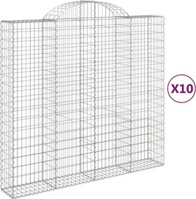 vidaXL Coșuri gabion arcuite 10 buc, 200x50x180/200cm, fier galvanizat