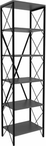 Etajera SUADIYE, gri antracit/negru, PAL melaminat/metal, 50x30x180 cm