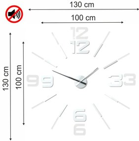 Ceas mare alb cu lipire, 130 cm