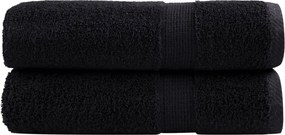 vidaXL Prosoape de duș premium SOLUND 2 buc. negru 70x140 cm 600 gsm
